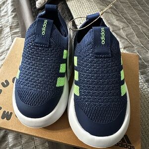 Adidas Kids Navy and Lime Green Sneakers